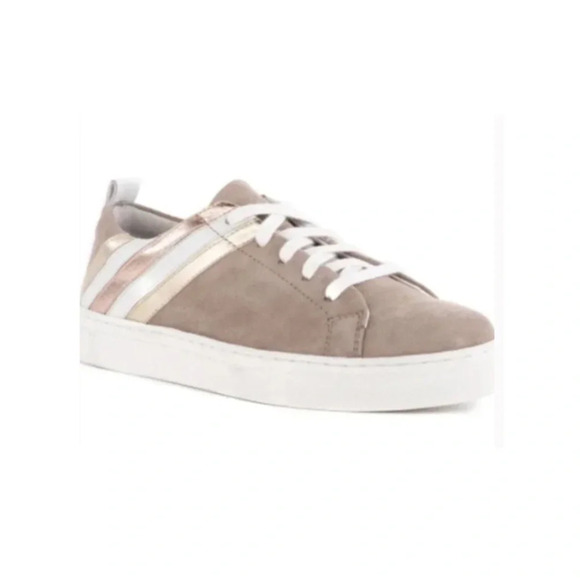 Seychelles Stand Out Taupe Metallic Rose Gold & White Suede Sneakers Sz.… - Picture 1 of 10